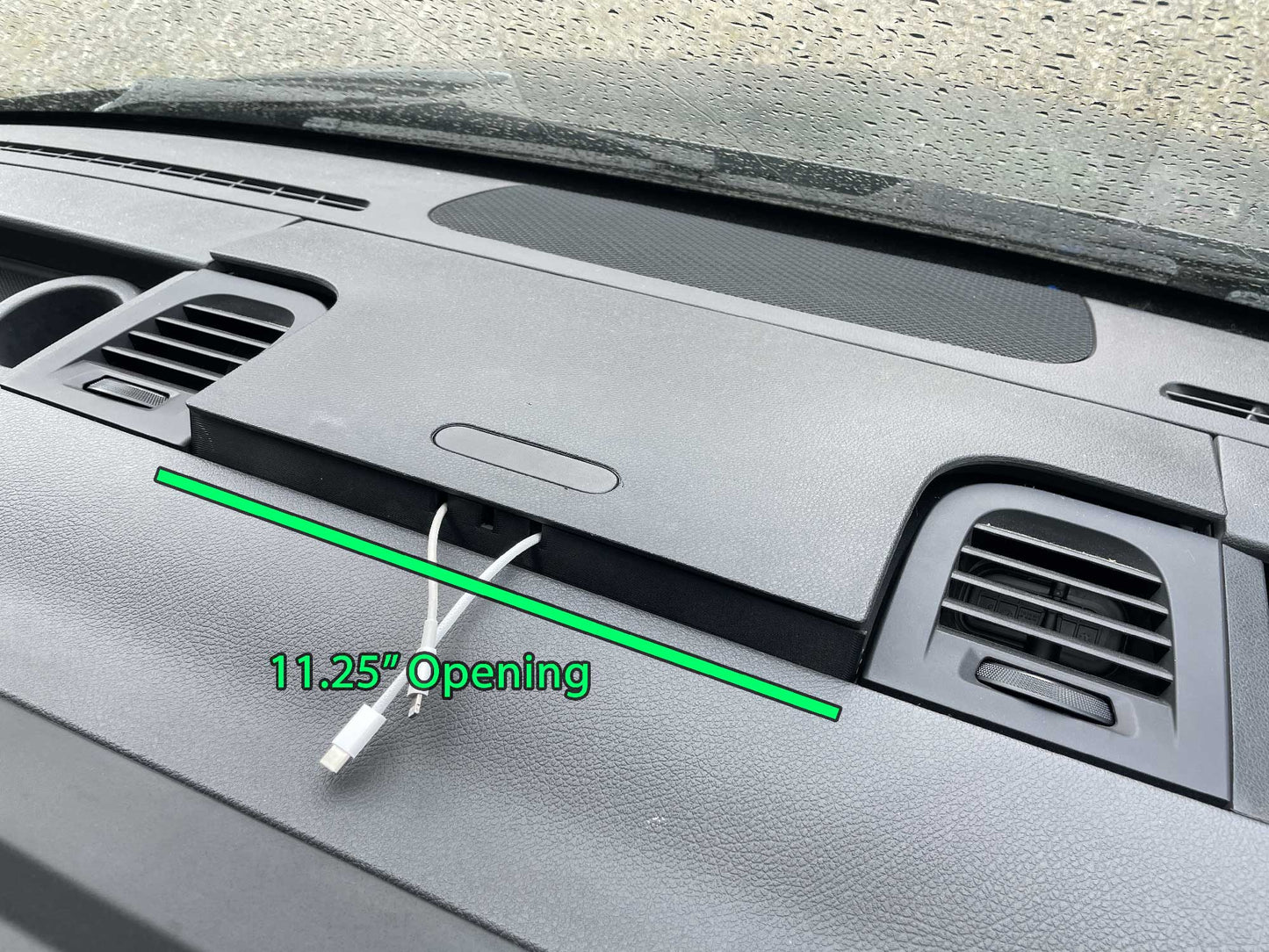 Cable pass-through for the Mercedes Sprinter 2019+ windshield storage compartment
