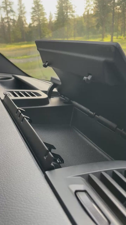 Cable pass-through for the Mercedes Sprinter 2019+ windshield storage compartment
